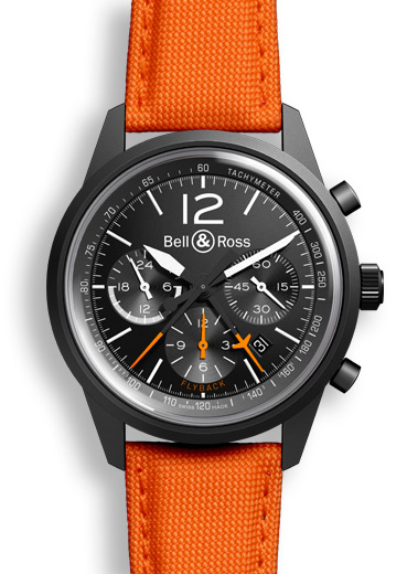 Bell & Ross Vintage Fake limited-Edition Watches UK With Orange Canvas And Black Rubber Straps