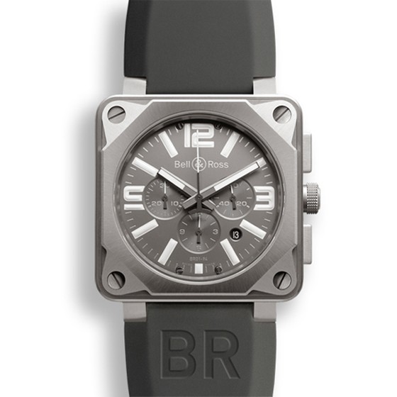 46MM Bell & Ross Instruments Replica Swiss Watches UK With Grey Rubber Straps Of Stable Performances