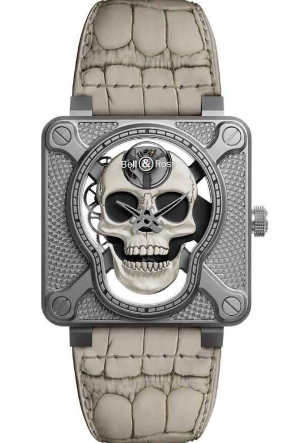 Refreshed Bell & Ross BR 01 Burning Skull White Fake Watches UK Online