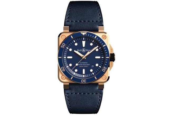 The blue strap copy watch has blue dial.