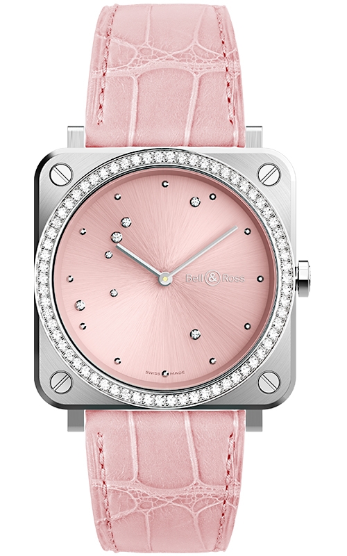 The stainless steel fake watch is decorated with diamonds.