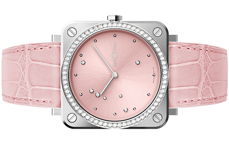 Best UK Sale Bell & Ross Instruments BRS-EP-ST-LGD/SCR Quartz Replica Watch With Pink Dial For Females