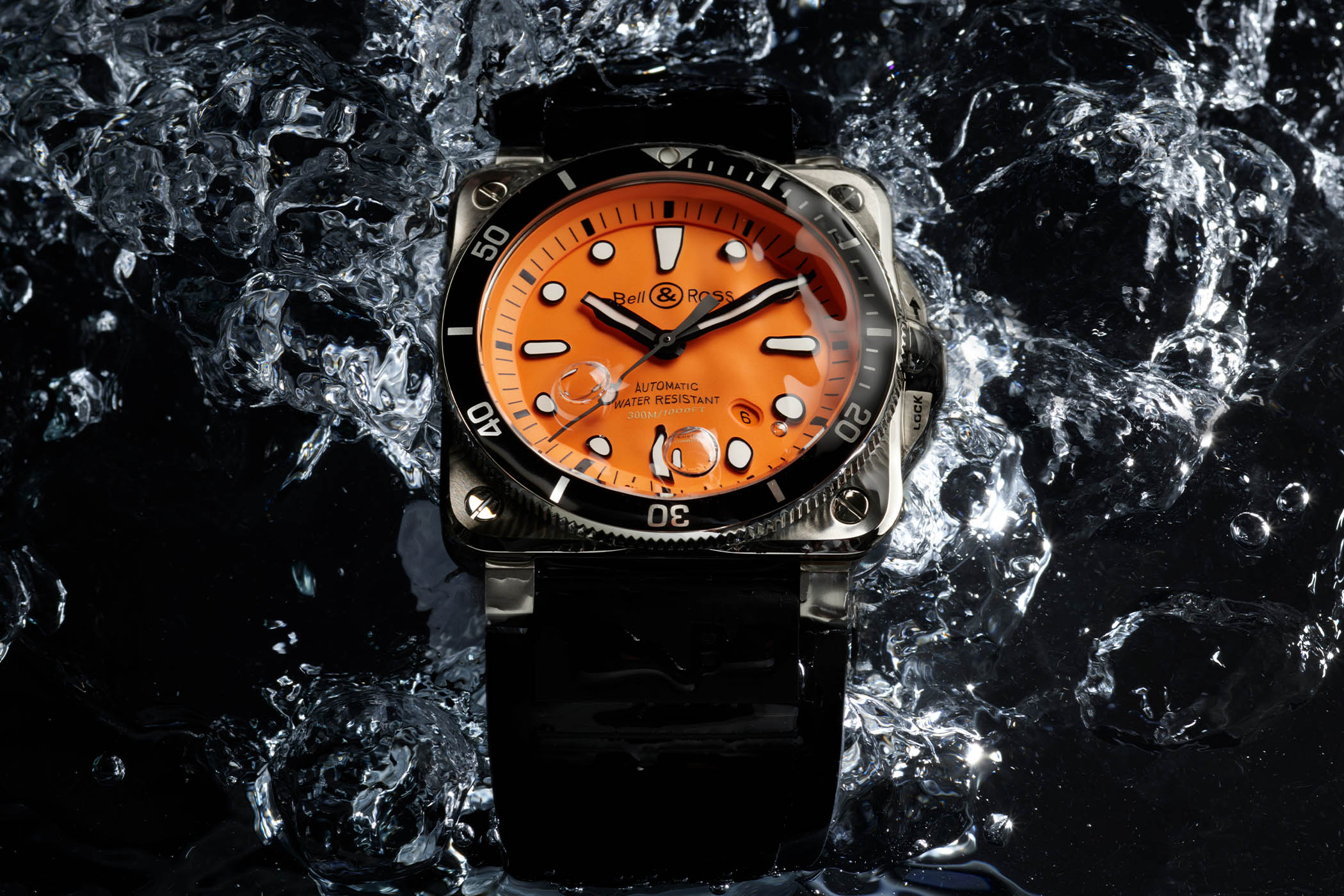 The stainless steel case fake watch is water resistant.