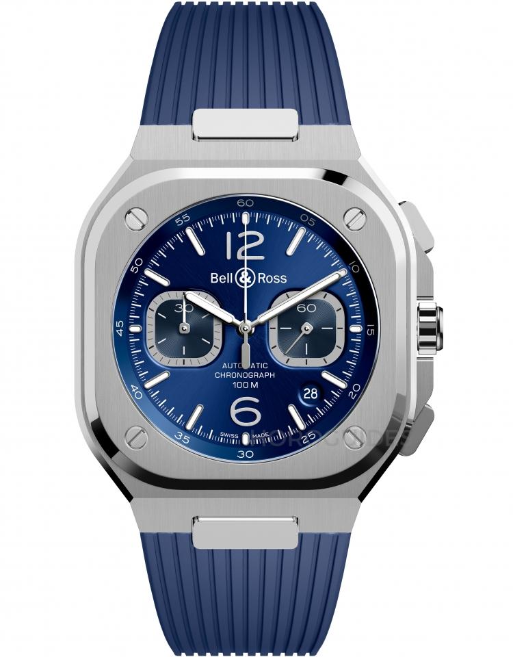 The blue dial fake watch has a blue strap.